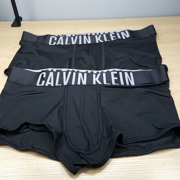 CALVIN KLEIN Mens XL 2 Pack Black Intense Power Low Rise Trunk Microfiber Logo - Picture 2 of 5